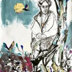 Slika naslovljena "Ivana" umjetnice Jelene Martinović, u sklopu multimedijalne izložbe "Hommage Ivani - vidljivi i nevidljivi svijet IBM"