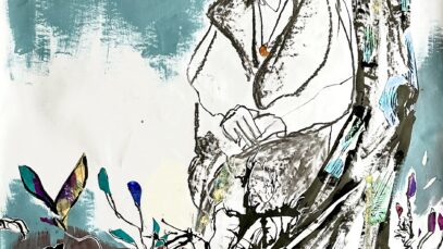 Slika naslovljena "Ivana" umjetnice Jelene Martinović, u sklopu multimedijalne izložbe "Hommage Ivani - vidljivi i nevidljivi svijet IBM"