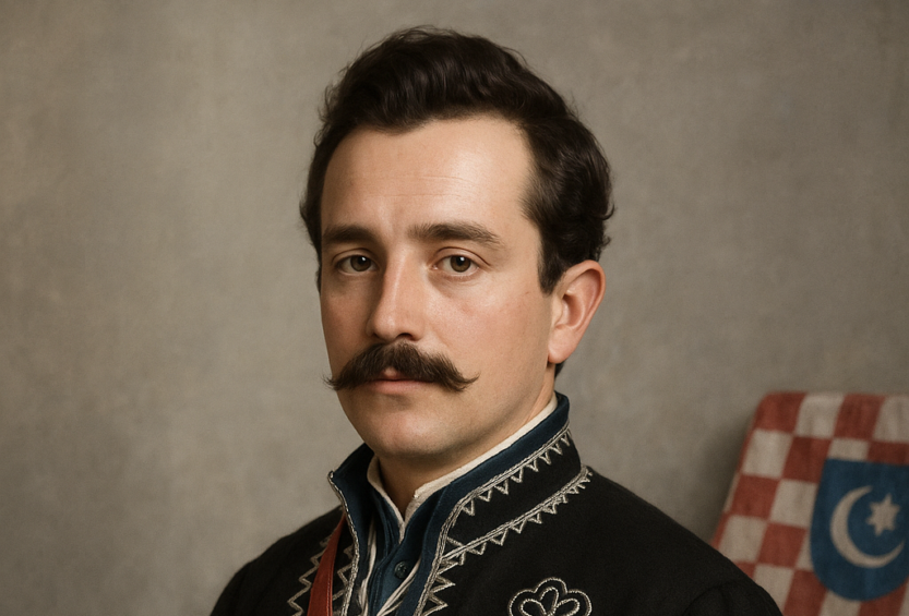 Fotorealističan prikaz Ljudevita Gaja koji je generiran na temelju poznatog portreta.