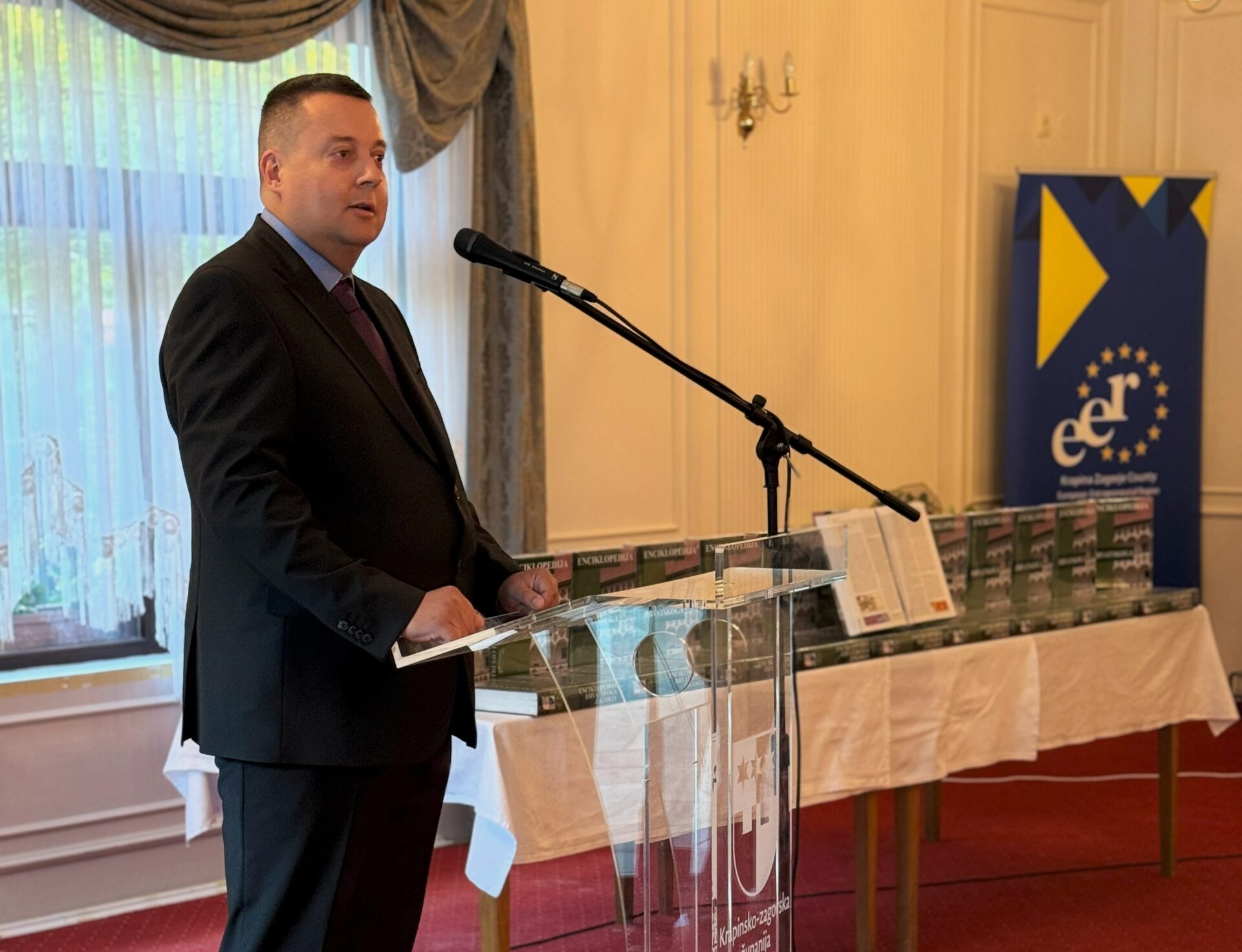 Predstavljanje Enciklopedije Hrvatskoga zagorja, Risvica, 12. svibnja 2025. Filip Hameršak, ravnatelj Leksikografskog zavoda Miroslav Krleža FOTO: A.M. / Citadela Invicta