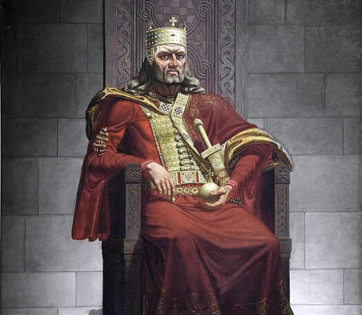 Kralj Tomislav na prijestolju, Josip Horvat Međimurec, ulje na platnu, Hrvatski povijesni muzej