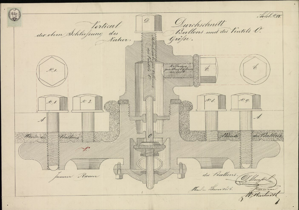 Crtež balona za podizanje olupina / Dionizije Marašić / Austrijski ured za patente / Mrežno izdanje/ Historical patents Technological Inventions 1850 - 1899