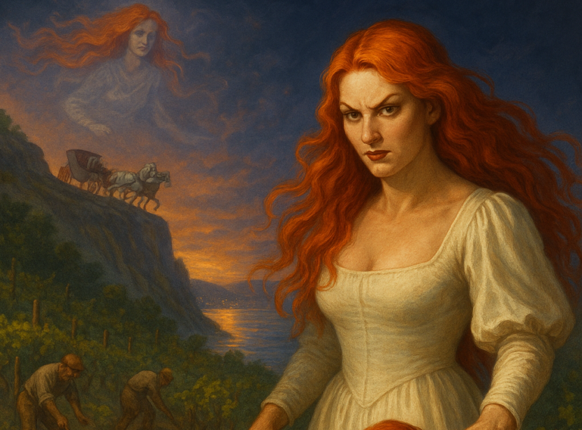 Ilustracija "Crvenokosa Marta" Slika generirana uz pomoć ChatGPT (OpenAI), 2025./ Blaga & misterije