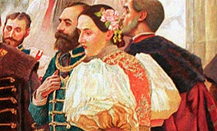Sidonija Erdődy Rubido na slici Vlahe Bukovca "Hrvatski preporod", 1895.