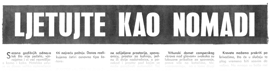 Mario Saletto, HDA, Članak o kampiranju