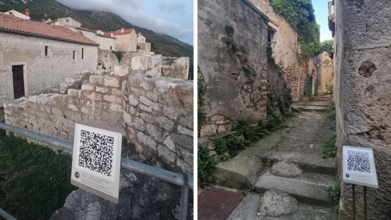 Nefunkcionalni QR kododvi postavljeni u Plominu, rujan 2025. FOTO: A.M. / Blaga & misterije