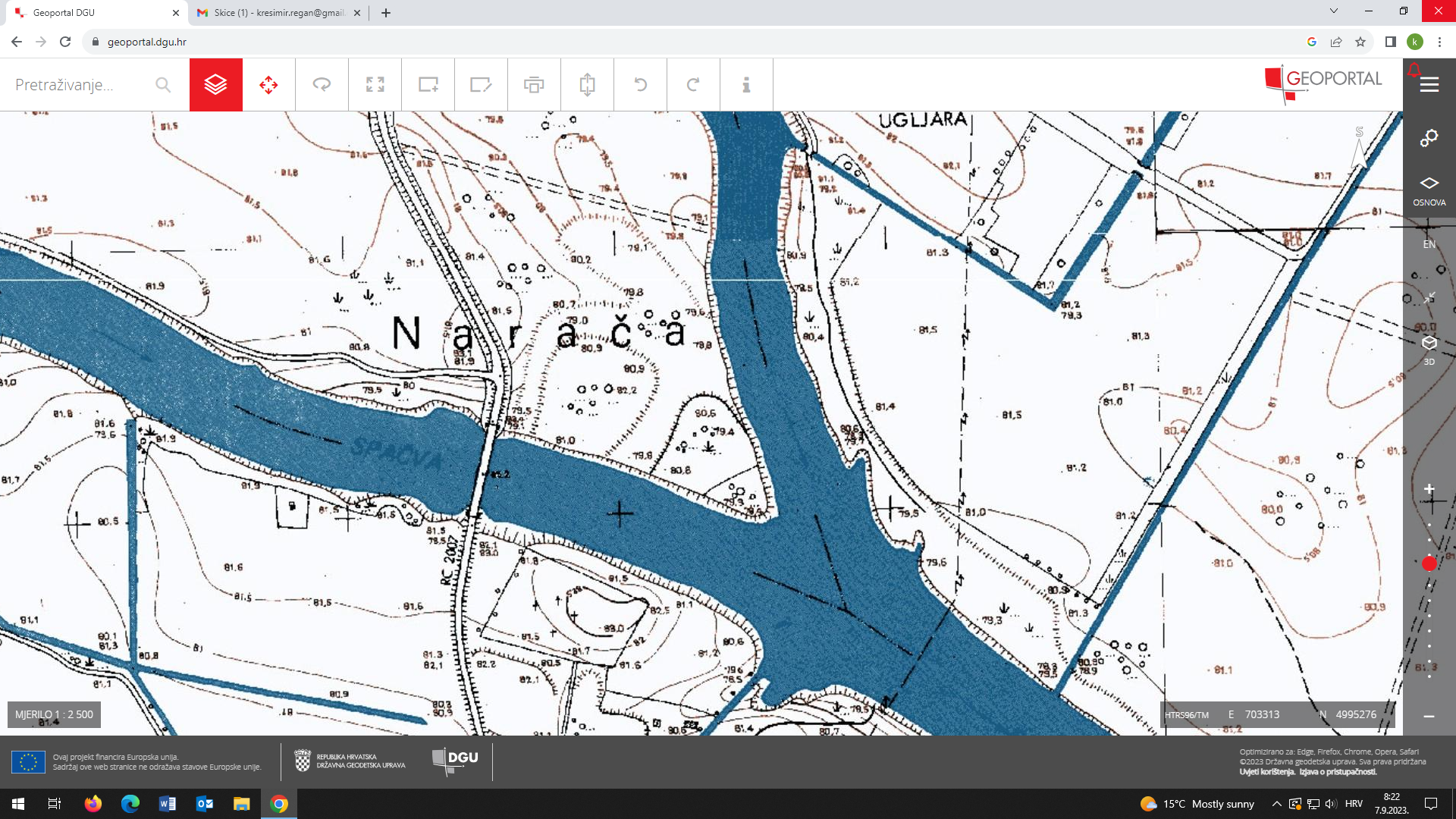 Slika 8 Lipovac utvrda Hrvatska osnovna karta - isječak ivor Geoportal.png