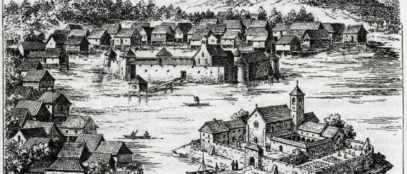 Otočac i samostan, ilustracija. Slika je generirana pomoću Google Geminia 2026.