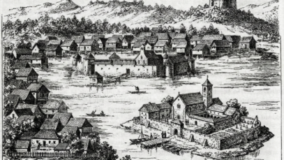 Otočac i samostan, ilustracija. Slika je generirana pomoću Google Geminia 2026.