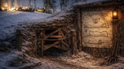 Ilustracija teme o rudnicima na Medvednici ispod Crvenog spusta / Blaga & misterije