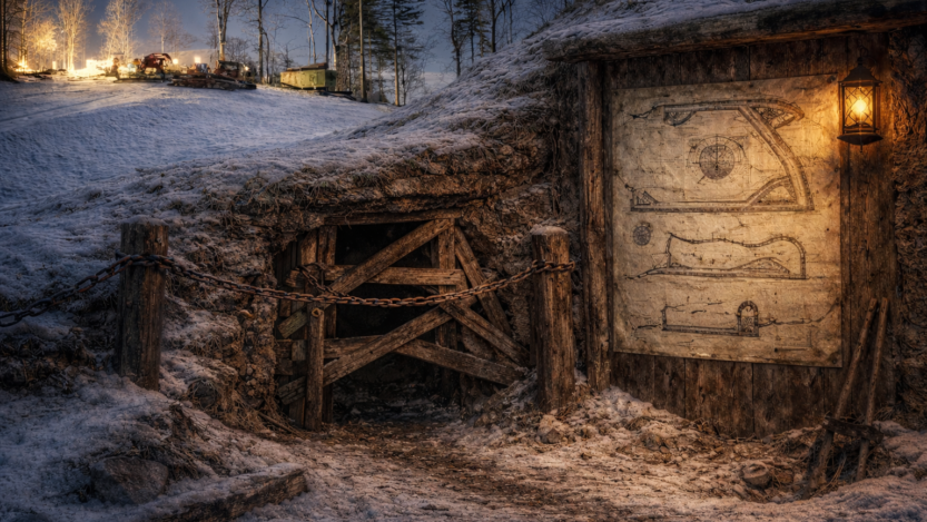 Ilustracija teme o rudnicima na Medvednici ispod Crvenog spusta / Blaga & misterije