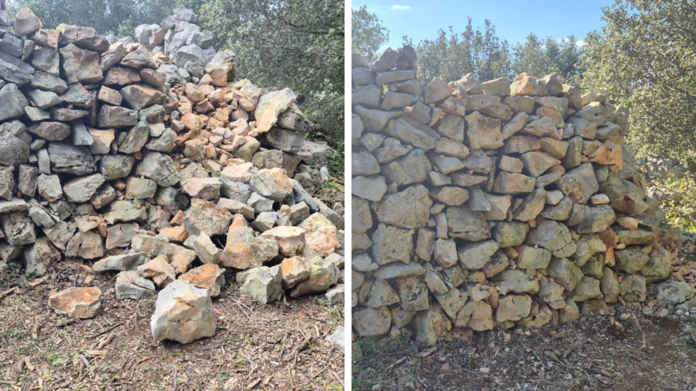 Suhozid prije i nakon obnove FOTO: Arheo Liburnija