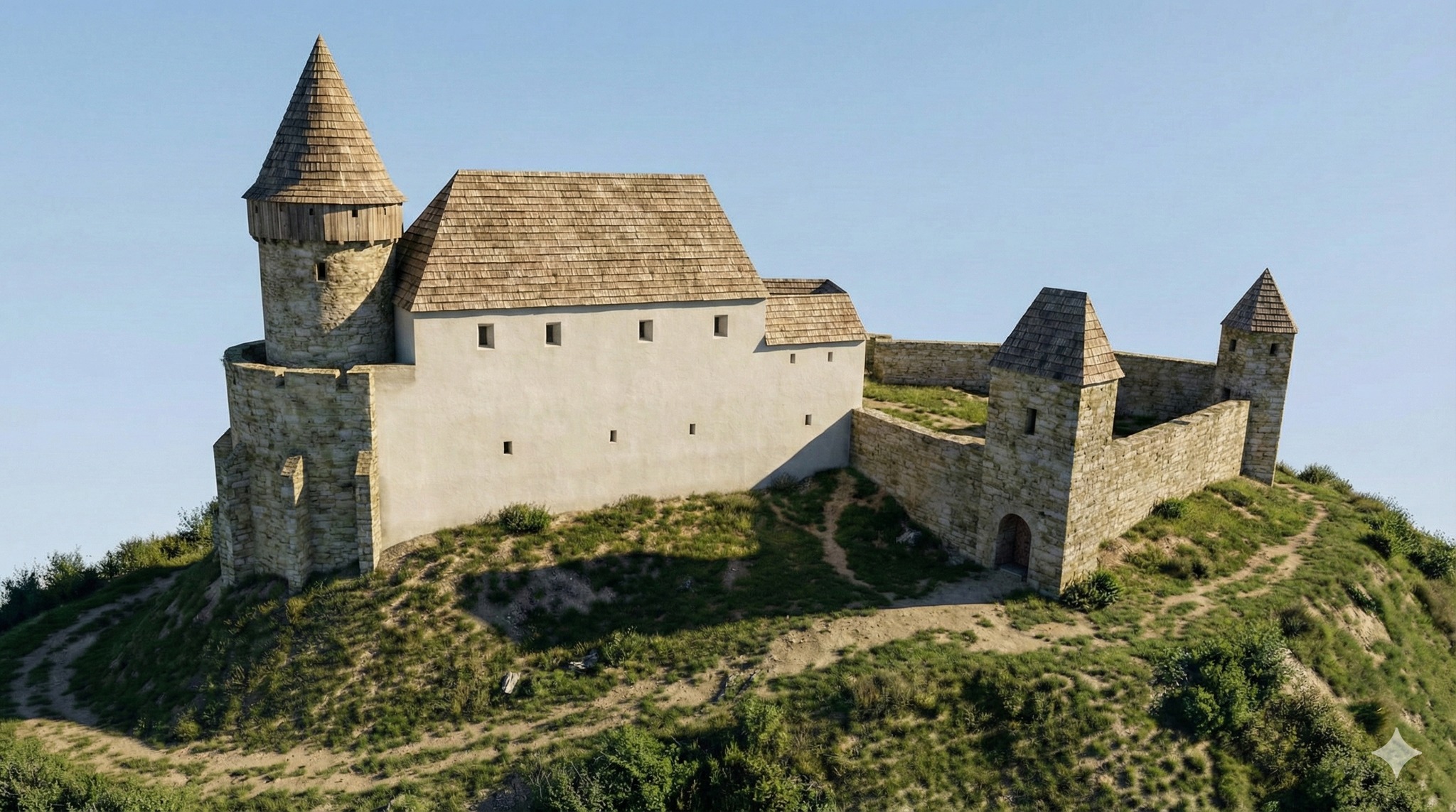 Stari grad Požega, rekonstrukcija. Slika je generirana pomoću Google Gemini 2026.