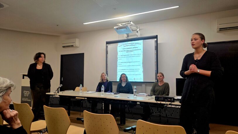 Panel „Iza lica i vremena: povijesni razvitak maškara“, u organizaciji studenata ISHA-e Zagreb i KSEKA-e. 24.02.2026. FOTO: MBT