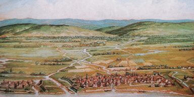 Grad Brod i stara utvrd Vukovac 1700. u viziji Vasilja Antipova. Muzej Brodskog Posavlja. Izvor: wikipedia.org
