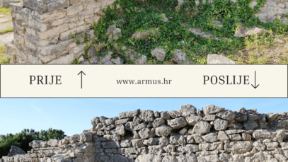 Gradske terme u Saloni prije i poslije čišćenja FOTO: Arheološki muzej u Splitu, armus.hr