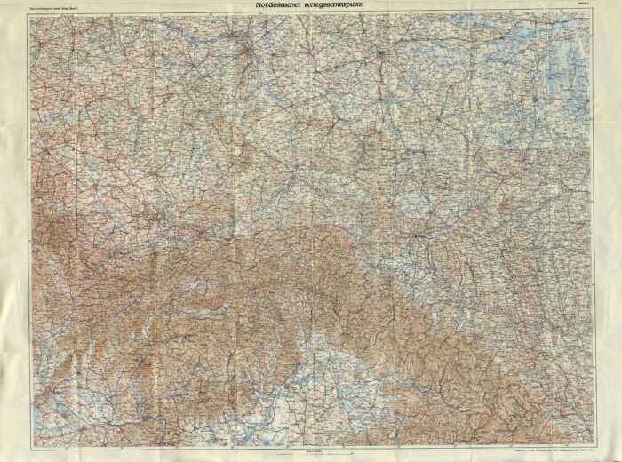 Karta Ruskoga bojišta s prikazom vojnih operacija u Prvom svjetskom ratu. Preuzeto iz djela Österreich-Ungarns letzter Krieg 1914–1918.