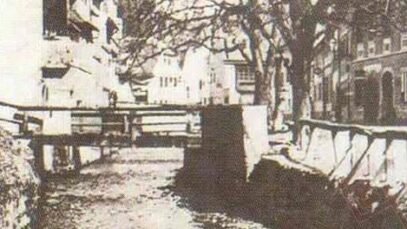 Ulica Potok – danas Tkalčićeva ulica – 1894. g. Belušić-Bela, D. priče iz stare Tkalče : purgerska sjećanja. Izvor: KGZ - Knjižnica Marije Jurić Zagorke