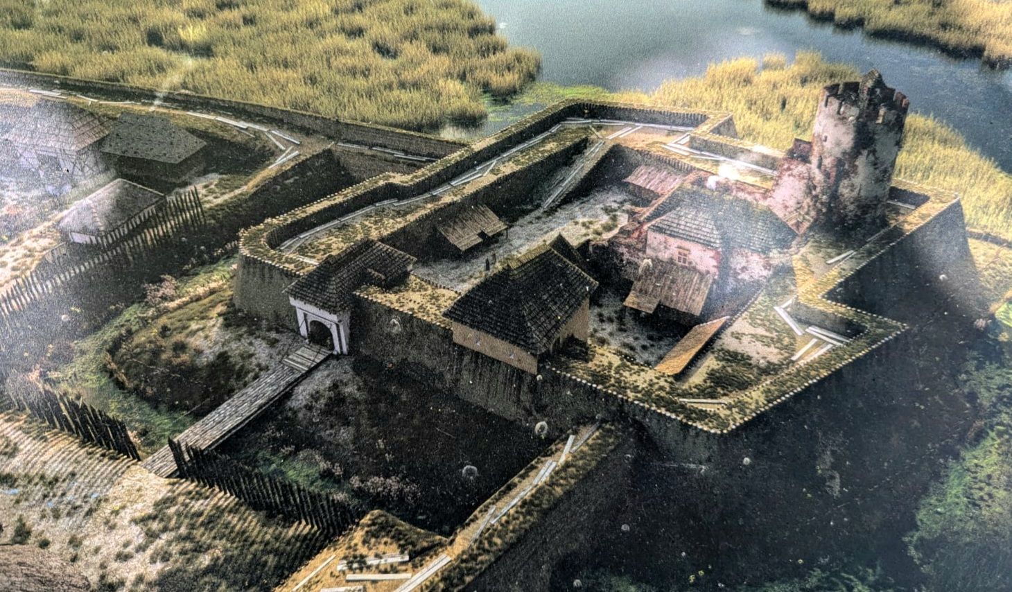 Rekonstrukcija izgleda Sigeta pokazuje utvrdu okruženu vodom i močvarnim područjem koje je bilo važan dio njegova obrambenog sustava. Foto: Vedran Šoštarić