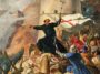 Ivan Kapistran pred Beogradom tijekom borbi protiv osmanske vojske 1456. godine. Austrijski slikar Anton von Perger naslikao je prizor gotovo četiri stoljeća nakon događaja, kao romantičarsku interpretaciju Kapistranove uloge u obrani grada. Anton von Perger, „Die Entsetzung Belgrads durch Johannes Capistrano 21. Juli 1456“, 1846., ulje na platnu, 110 × 93 cm. IZVOR: Dorotheum / Wikimedia Commons, javno dobro.